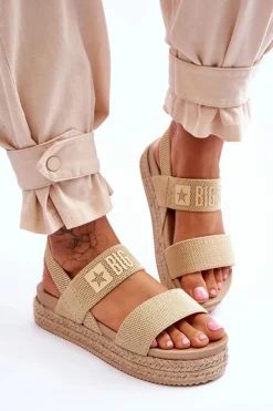New Big Star Shoes Damskie Sandały Wsuwane Big Star LL274858 Beżowe