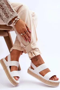 Big Star Shoes Sandały Big Star|Sandały Płaskie*Damskie Sandały Wsuwane Big Star LL274857 Białe