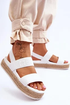 Big Star Shoes Sandały Big Star|Sandały Płaskie*Damskie Sandały Wsuwane Big Star LL274857 Białe