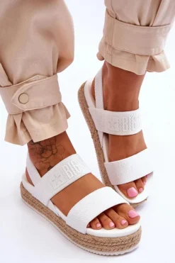 Big Star Shoes Sandały Big Star|Sandały Płaskie*Damskie Sandały Wsuwane Big Star LL274857 Białe