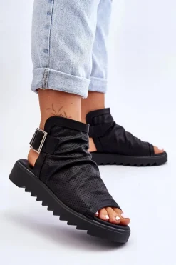 Discount Boto Damskie Sandały Z Cholewką Za Kostkę Czarne Adonis