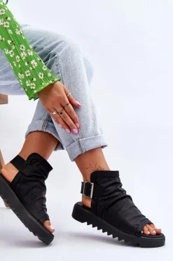 Discount Boto Damskie Sandały Z Cholewką Za Kostkę Czarne Adonis