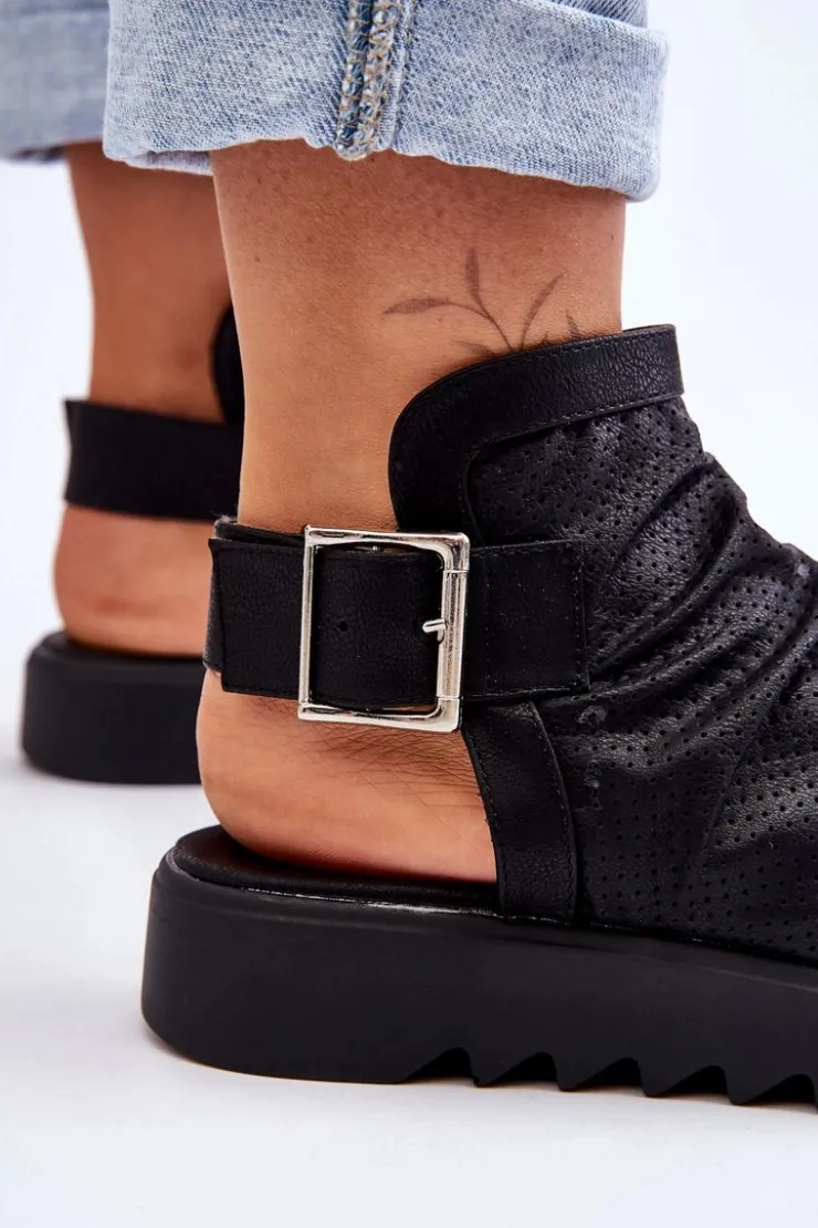 Discount Boto Damskie Sandały Z Cholewką Za Kostkę Czarne Adonis