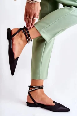 Boto Sandały Płaskie*Damskie Sandały Z Noskiem W Szpic Czarne Amisha