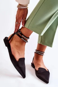 Boto Sandały Płaskie*Damskie Sandały Z Noskiem W Szpic Czarne Amisha