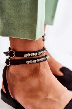 Boto Sandały Płaskie*Damskie Sandały Z Noskiem W Szpic Czarne Amisha