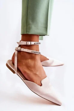 Damskie Boto Damskie Sandały Z Noskiem W Szpic Beżowe Amisha