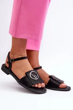 Discount Damskie buty S.Barski Damskie Sandały Z Ozdobą S.Barski KV27-045 Czarne