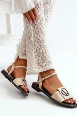 Damskie Damskie buty S.Barski Damskie Sandały Z Ozdobą S.Barski KV27-045 Złote