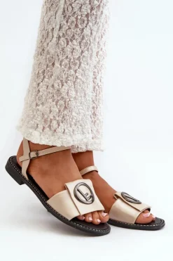 Damskie Damskie buty S.Barski Damskie Sandały Z Ozdobą S.Barski KV27-045 Złote