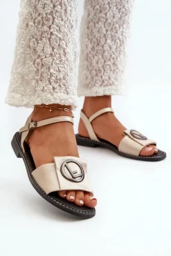 Damskie Damskie buty S.Barski Damskie Sandały Z Ozdobą S.Barski KV27-045 Złote