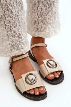 Damskie Damskie buty S.Barski Damskie Sandały Z Ozdobą S.Barski KV27-045 Złote