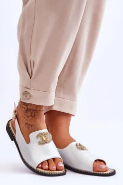 Discount Damskie buty S.Barski Damskie Sandały Z Ozdobą S.Barski KV-2775-49 Srebrne