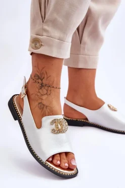 Discount Damskie buty S.Barski Damskie Sandały Z Ozdobą S.Barski KV-2775-49 Srebrne