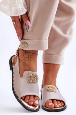 Damskie Damskie buty S.Barski Damskie Sandały Z Ozdobą S.Barski KV-2775-49 Różowo-Złote