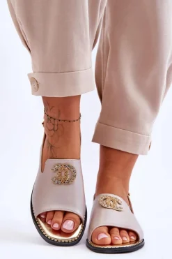 Damskie Damskie buty S.Barski Damskie Sandały Z Ozdobą S.Barski KV-2775-49 Różowo-Złote
