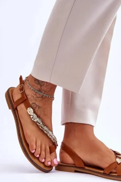 Sale Boto Damskie Sandały Z Ozdobami Na Pasku Camel Alamis