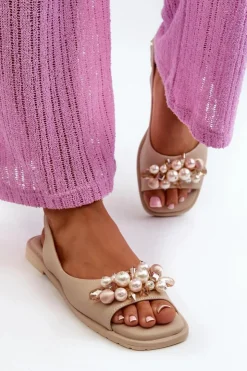 Best Damskie buty S.Barski Damskie Sandały Z Ozdobami S.Barski KV27-004 Beżowe Beżowy