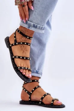 Damskie Boto Damskie Sandały Z Ozdobnymi Ćwiekami Czarne Dorothy