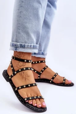 Damskie Boto Damskie Sandały Z Ozdobnymi Ćwiekami Czarne Dorothy