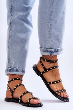 Damskie Boto Damskie Sandały Z Ozdobnymi Ćwiekami Czarne Dorothy