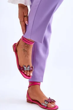 Best Boto Damskie Sandały Z Ozdobnymi Motylami Fuksja Jeane