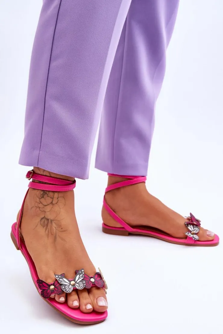 Best Boto Damskie Sandały Z Ozdobnymi Motylami Fuksja Jeane