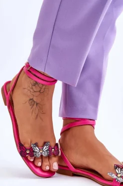 Best Boto Damskie Sandały Z Ozdobnymi Motylami Fuksja Jeane