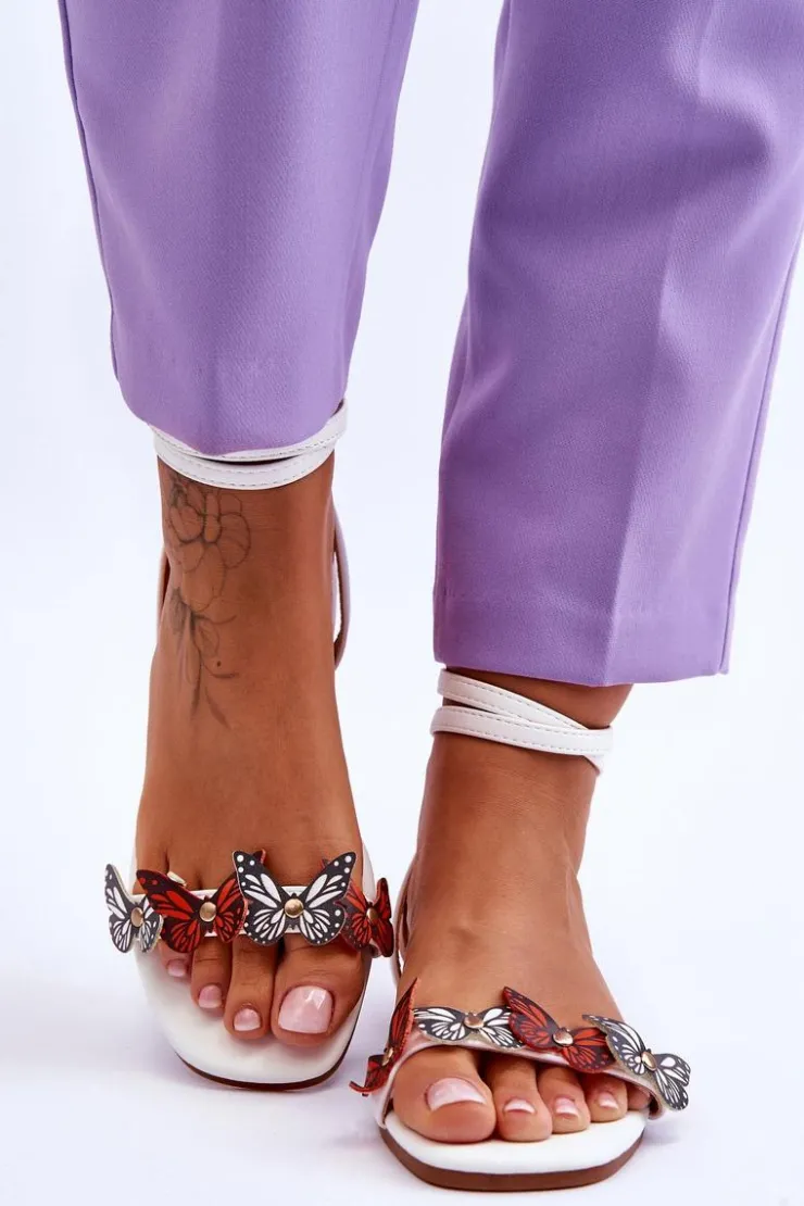 Damskie Boto Damskie Sandały Z Ozdobnymi Motylami Białe Jeane