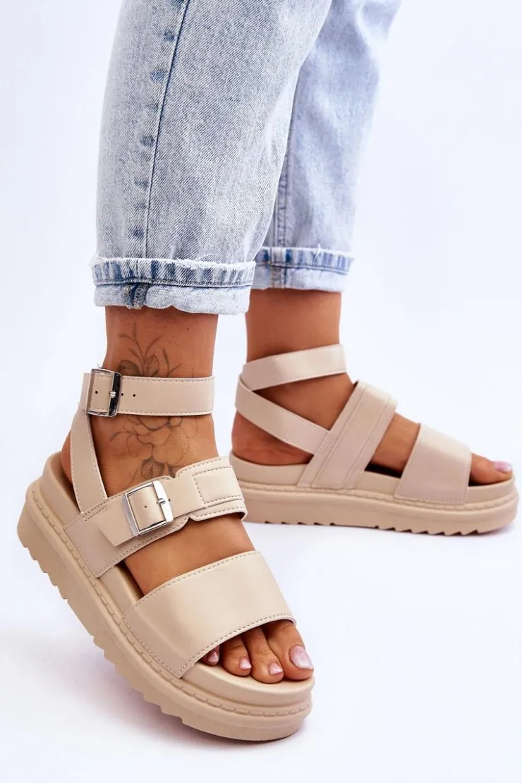 Damskie Boto Damskie Sandały Z Paskiem Beżowe Hever