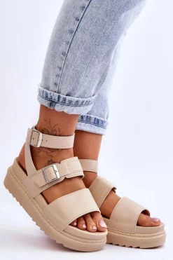 Damskie Boto Damskie Sandały Z Paskiem Beżowe Hever