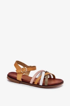 Buty Sergio Leone Damskie Sandały Z Przeplatającymi Się Paskami Sergio Leone SK090H Żółte Żółty