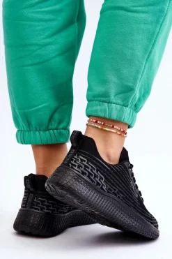 Big Star Shoes Buty Sportowe Big Star|Sneakersy Damskie*Damskie Siateczkowe Buty Sportowe Memory Foam System Big Star LL274662 Czarne Czarny