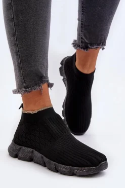 Damskie Boto Damskie Skarpetkowe Buty Sportowe Wsuwane Czarne Liraelia