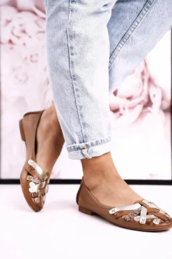 Maciejka Baleriny Skórzane|Baleriny Klasyczne*Damskie Skórzane Baleriny Rude 01358-46