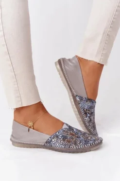 Maciejka Baleriny Skórzane|Baleriny Klasyczne*Damskie Skórzane Baleriny 01930-86 Popielate