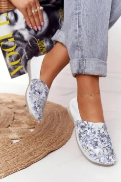 New Maciejka Damskie Skórzane Baleriny Białe 01930-85