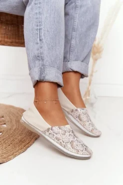 Maciejka Baleriny Skórzane|Baleriny Klasyczne*Damskie Skórzane Baleriny Beżowo-Złote 01930-81