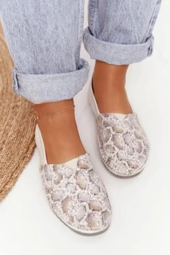 Maciejka Baleriny Skórzane|Baleriny Klasyczne*Damskie Skórzane Baleriny Beżowo-Złote 01930-81