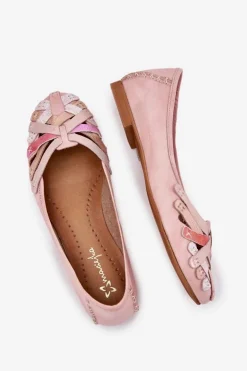 Maciejka Baleriny Skórzane|Baleriny Klasyczne*Damskie Skórzane Baleriny 01358-51 Różowe