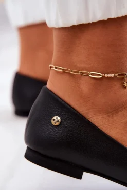 Damskie Maciejka Damskie Skórzane Baleriny Czarne 04100-01