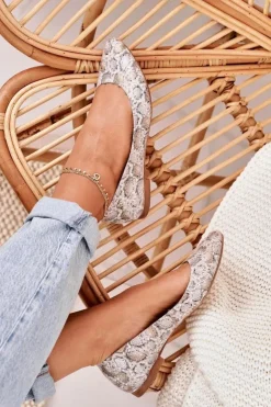 Damskie Maciejka Damskie Skórzane Baleriny Złoto Beżowe 04100-22