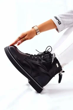 Damskie GOE Damskie Skórzane Botki II2N4014 Czarne