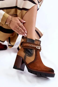 Maciejka Botki Maciejka|Damskie Trapery*Damskie Skórzane Botki 05781-29 Rude