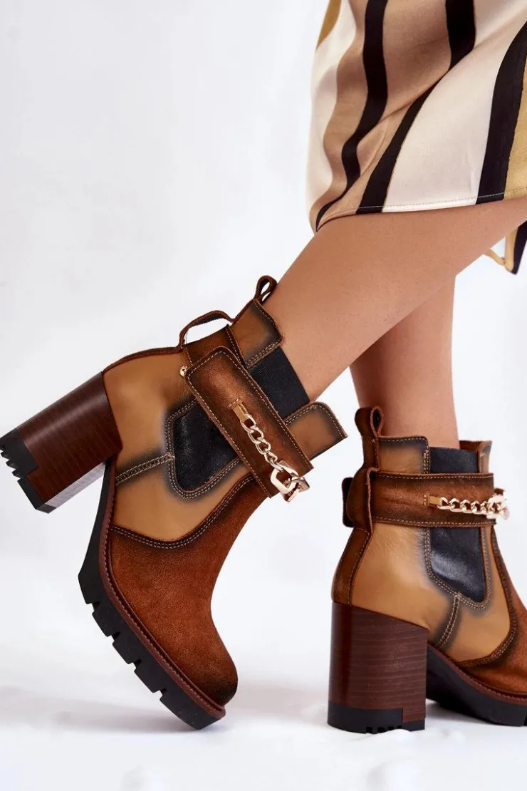 Maciejka Botki Maciejka|Damskie Trapery*Damskie Skórzane Botki 05781-29 Rude