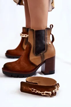 Maciejka Botki Maciejka|Damskie Trapery*Damskie Skórzane Botki 05781-29 Rude