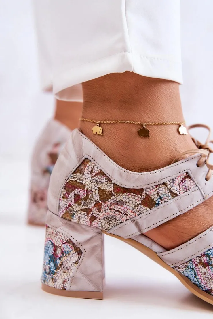 Best Maciejka Damskie Skórzane Botki 05328-04 Beżowe