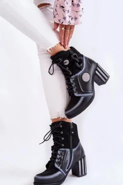 Outlet Maciejka Damskie Skórzane Botki 05599-01 Czarne