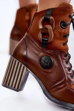 New Maciejka Damskie Skórzane Botki 05599-29 Brązowe