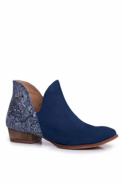 Damskie Maciejka Damskie Skórzane Botki Granatowe 04091-47
